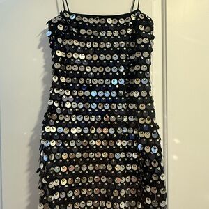 12th Tribe Black Sequin Mini Dress